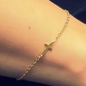 Cross Bracelet Double Sided Gold Tone Bracelet Fashion Faith Religious Gifts NWT